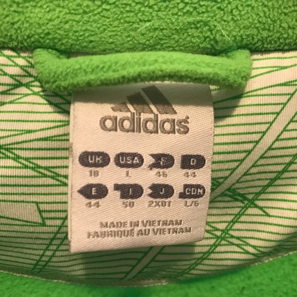 ADIDAS Sz L Lime Green Athletic Activewear Fleece Jacket - Picture 6 of 6